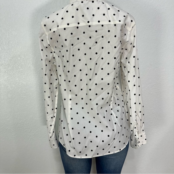 Talbots no iron polka dot button down blouse long sleeve shirt worms. Size 12 - Picture 7 of 16